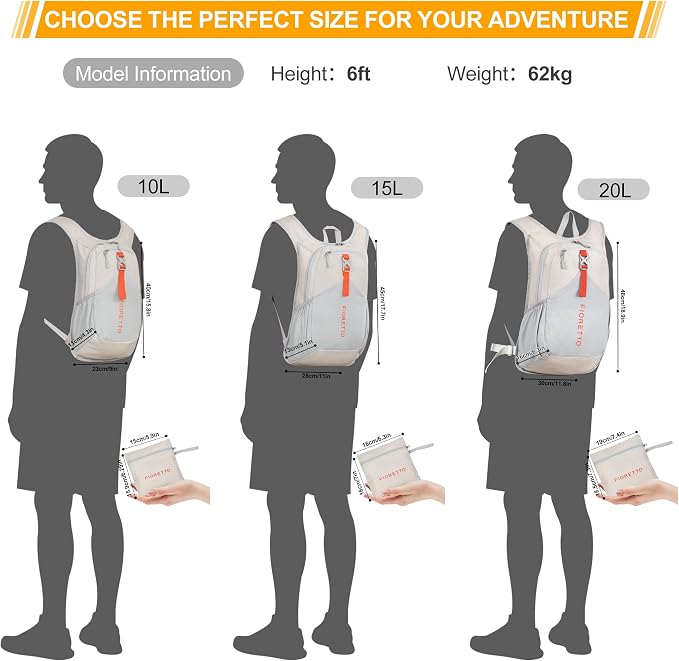 FIORETTO 20L Hiking Backpack for Women Men Mini Packable Backpack Lightweight - Image 6