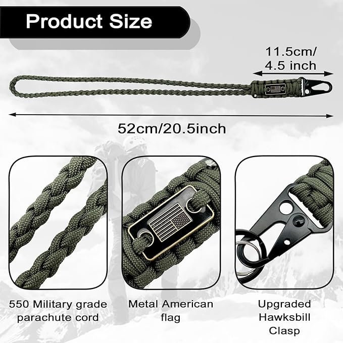 DDOUT Heavy Duty Paracord Lanyard 550 Paracord Braided Keychain - Image 3