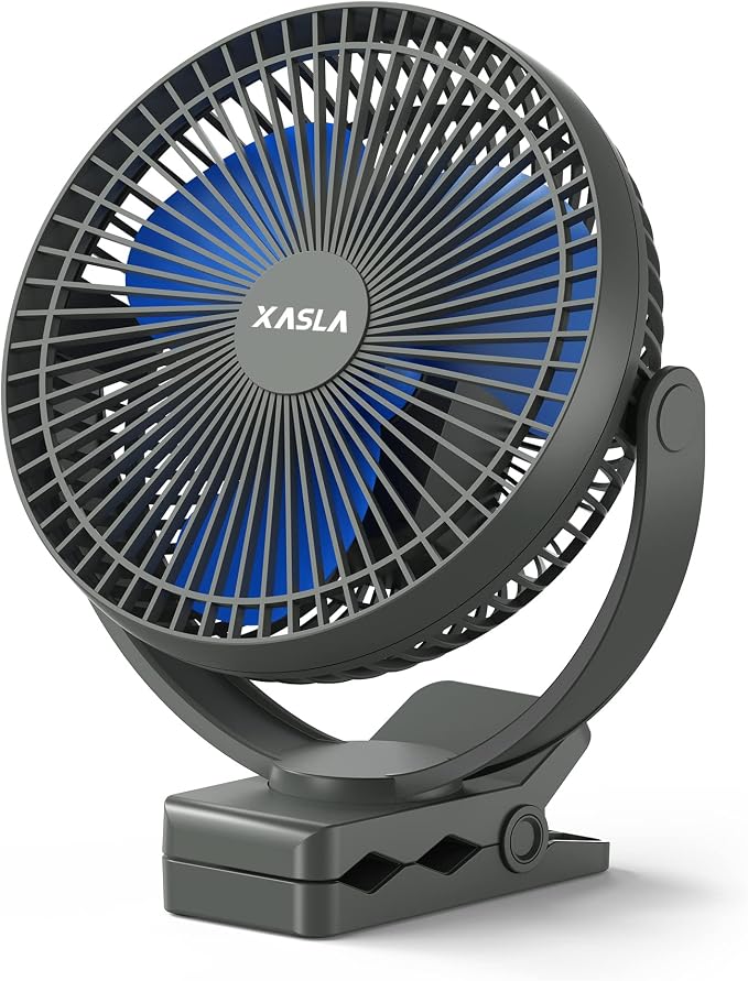 xasla 10000mAh Portable Rechargeable Clip on Fan, 8-inch Battery Operated by XASLA