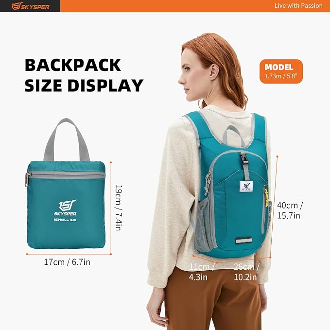 SKYSPER 10L Hiking Backpack Small Hiking Daypack Packable Lightweight Travel - Image 6