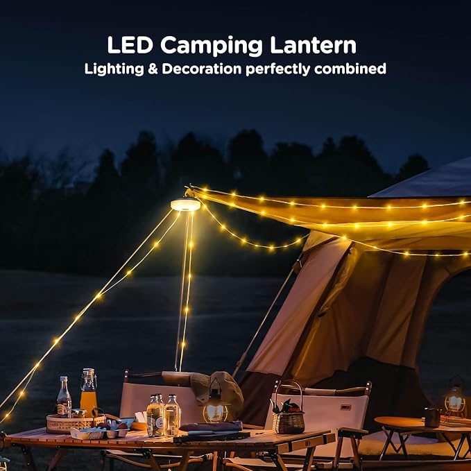 OGERY Camping String Lights, 4 in 1 Quick Storage 32.8FT Rechargeable Tent - Image 2