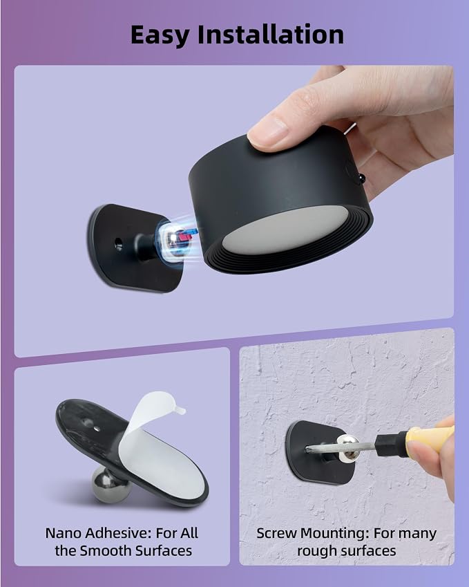 Wall Mounted Lights, 3 Pack Rechargeable RGB Color Changing Light, 3 Color - Image 9