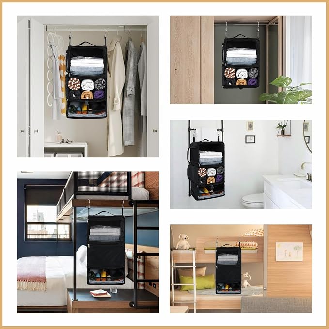 Surblue Hanging Shelves Travel Storage Bag Compression Packing Cube - Image 7