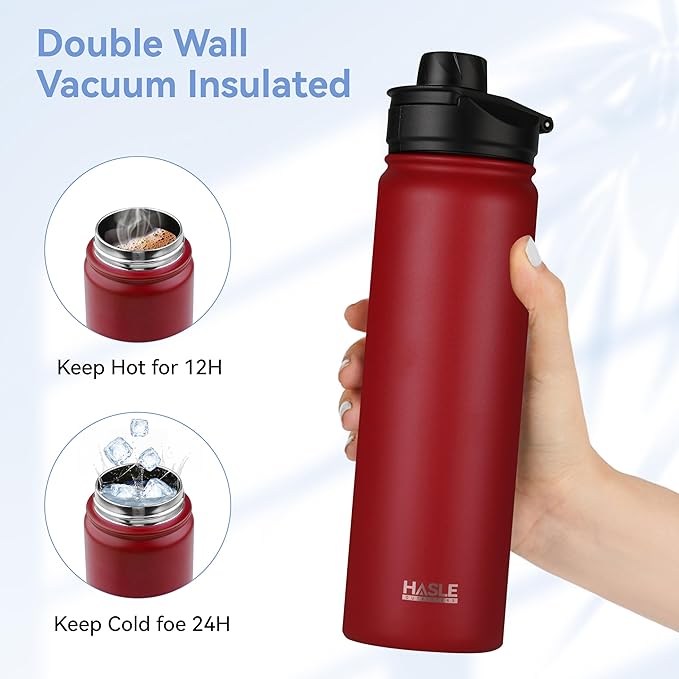 HASLE OUTFITTERS Insulated Water Bottle 22 oz Double Wall Stainless Steel Water - Image 4