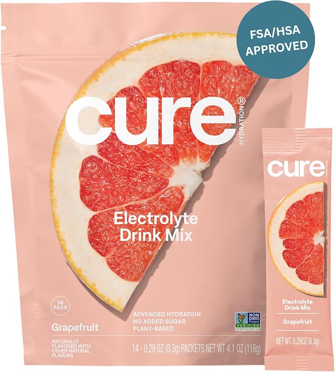 Cure Hydration | Plant-Based Electrolyte Drink Mix | No Added Sugar | FSA-HSA | by CureHydration