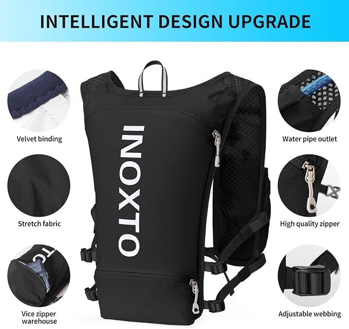 INOXTO Running Hydration Vest Backpack, Lightweight Insulated Pack - Image 3