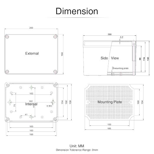 QILIPSU Outdoor Junction Box IP67 Waterproof Project Box ABS Plastic - Image 6