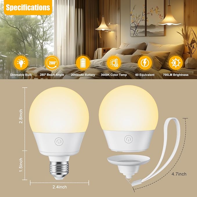 Brightown E26 Rechargeable Light Bulb - Image 8