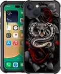 for iPhone 13 Mini Case, Entwined Rose Snake Pattern Graphic Design Girl Boy by FKBRCL4U