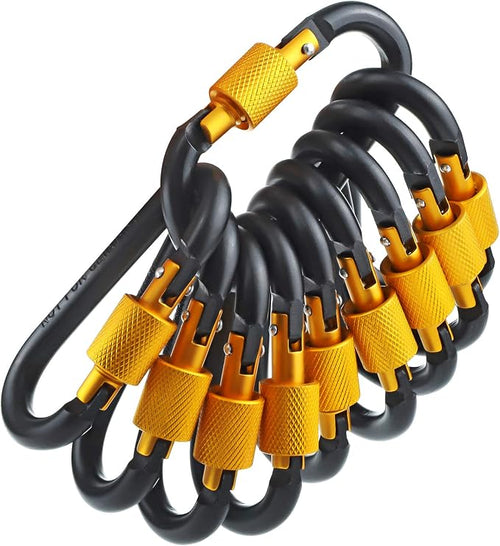 10 Pack Aluminum D Ring Key Rings Hiking Clips Locking Carabiner by IEBUOBO