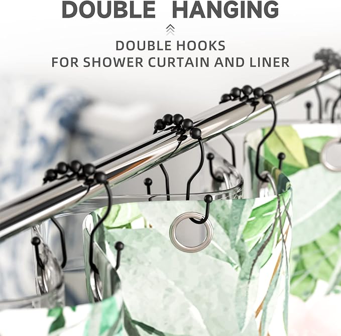 Bathway Shower Curtain Hooks Shower Curtain Rings Black Shower Curtain Hooks - Image 5