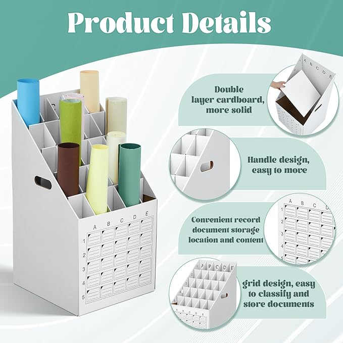 Menkxi 2 Pack 25 Slot Roll File Holder Vertical Blueprint Storage Organizer - Image 4