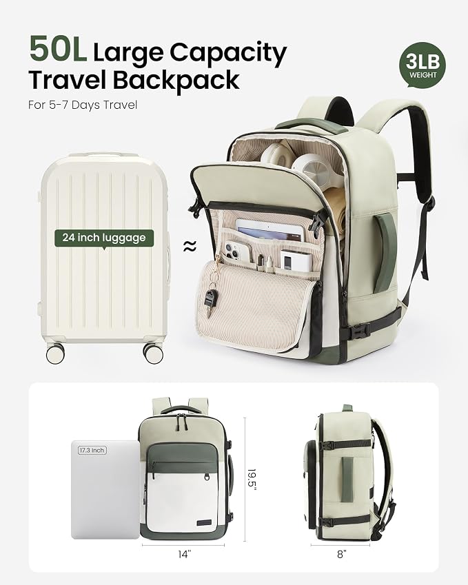 LOVEVOOK Travel Backpack for Women & Men, 50L Large Airline Approved Carry on - Image 3