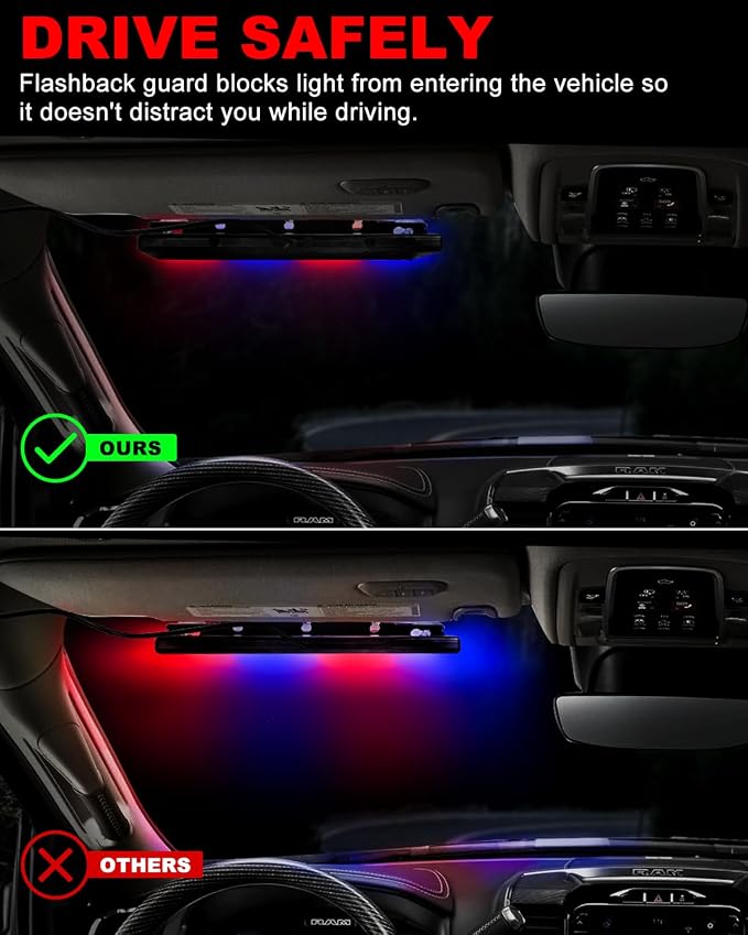 HLauto 6Z4J Emergency Dash Strobe Lights: 2x16.8 inch Red Blue Safety Lights - Image 7