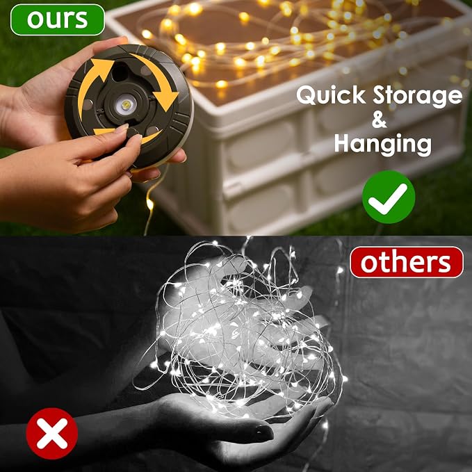 2Pack Camping String Lights, 4-in-1 Quick Storage Camp Light, 8Mode 32.8FT - Image 5