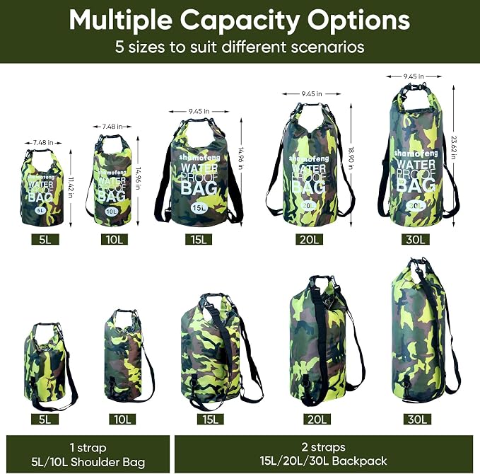 Waterproof Dry Bag 5L/10L/15L/20L/30L Roll Top Dry Storage Backpack - Image 3