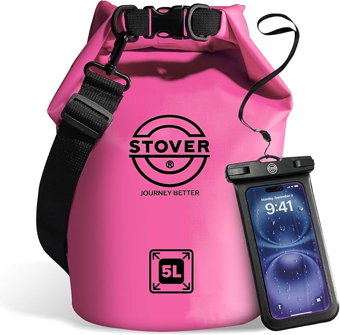 STOVER 5/10/25/30/40/55L Waterproof Dry Bag- Roll-Top Backpack w/Phone Case- by STOVER