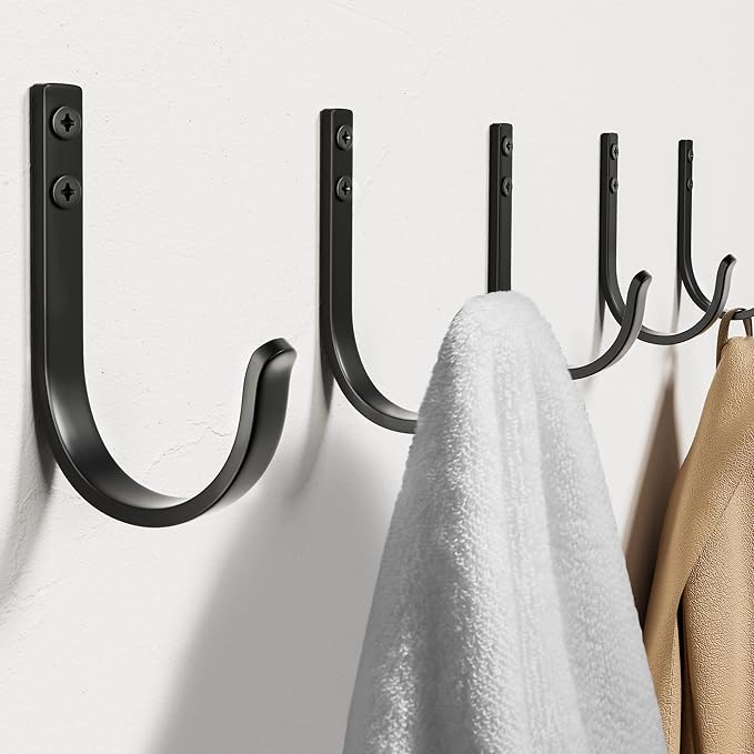 10-Pack Wall Hooks for Hanging Towel/Coat - 22LB Screw in Metal Hanger Wall - Image 6