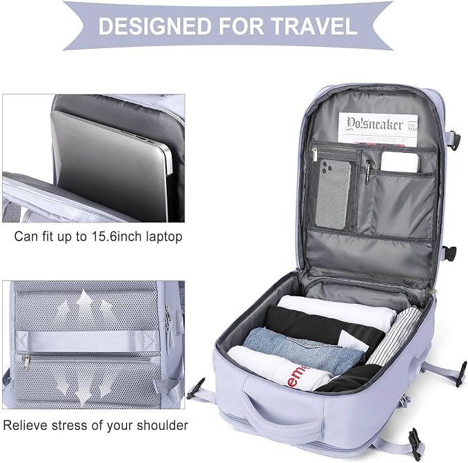 WONHOX Large Travel Backpack Carry on Flight Approved Laptop Work Business - Image 6