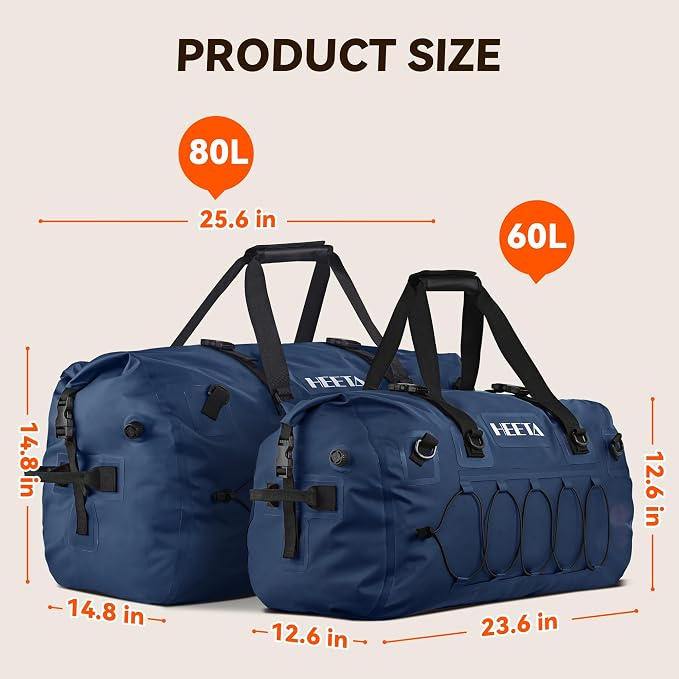 HEETA Waterproof Duffel Bag Motorcycle Dry Bag Backpack, 60L/80L Extra Large - Image 5