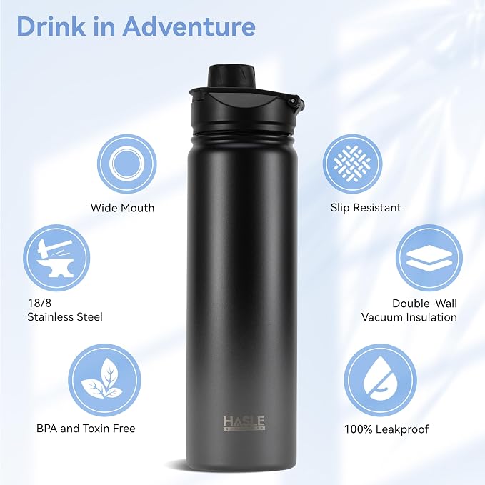 HASLE OUTFITTERS Insulated Water Bottle 22 oz Double Wall Stainless Steel Water - Image 2