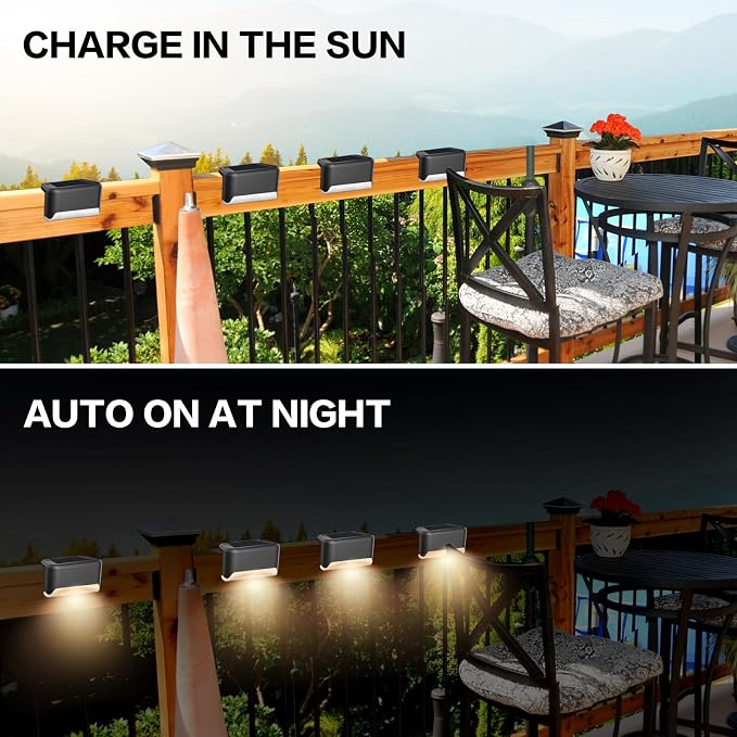 BKBB PPBB Solar Deck Lights Outdoor, Waterproof LED Solar Lights - Image 5