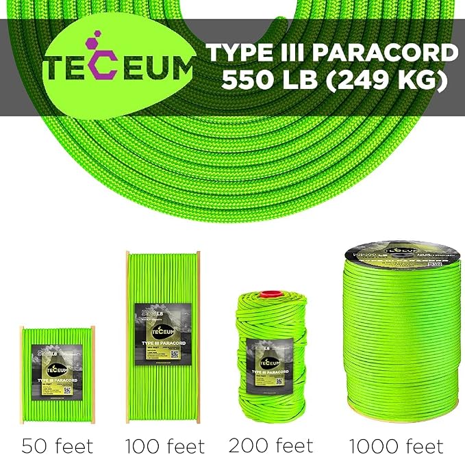 TECEUM 5/32" Paracord Rope 1000 – 1000ft / 200ft / 100ft / 50ft – Tactical - Image 9