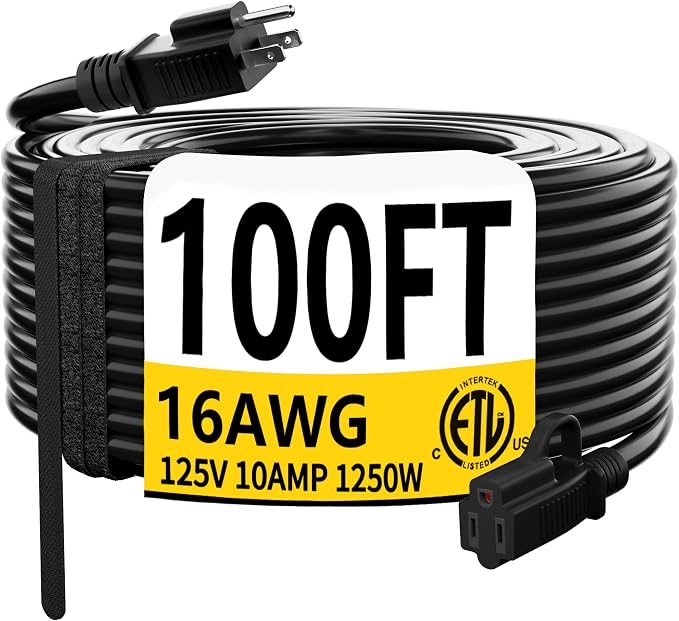 HUANCHAIN Black Outdoor Extension Cord 100 FT Waterproof, Flexible 16/3 Gauge by huanchain