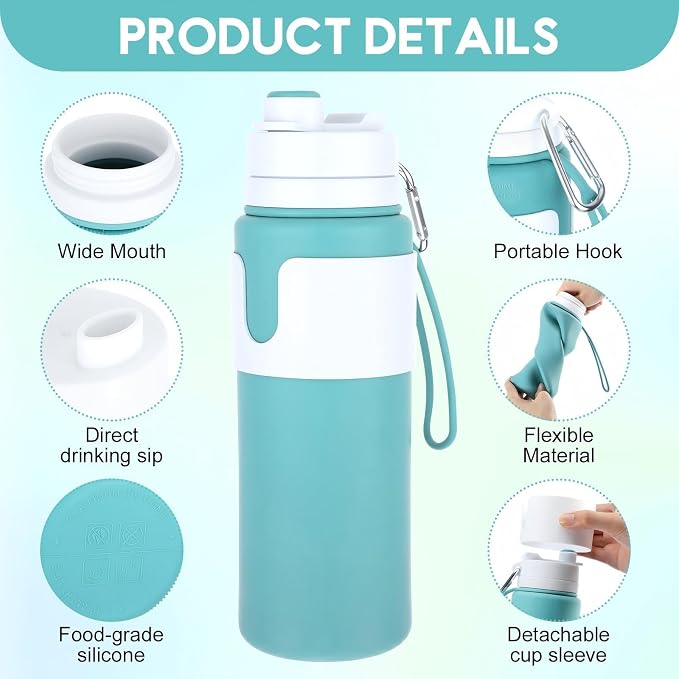 LemonRoad 4 Pcs 26 oz Silicone Collapsible Water Bottle, Portable Foldable - Image 3