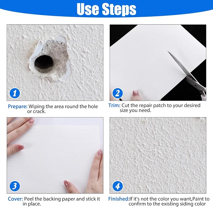 Mudder Vinyl Siding Repair Kit 6 x 8 Inch Vinyl Siding Patch Self Adhesive PVC - Image 3