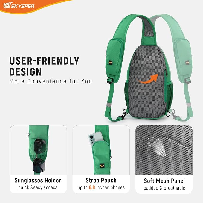 SKYSPER Sling Bag RFID Cross Body Bag Recycled Crossbody Backpack Travel Daypack - Image 5