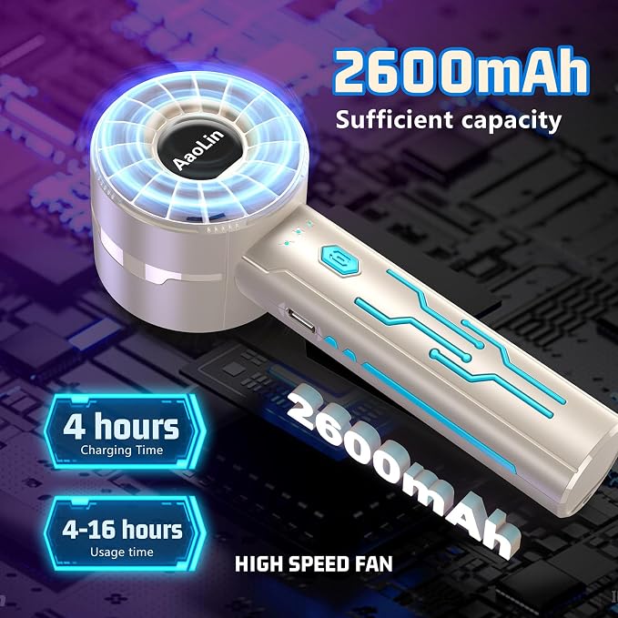 Portable High Speed Mini Handheld Fan, USB Rechargeable Neck Personal Mini Fan - Image 4