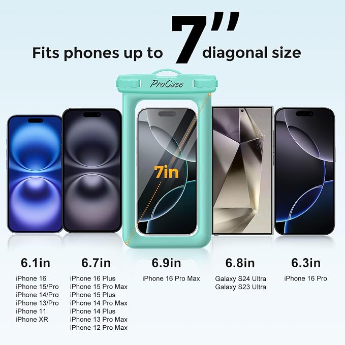 ProCase 2 Pack Floating Waterproof Phone Pouch IPX8, Universal Dry Bag Fits - Image 6