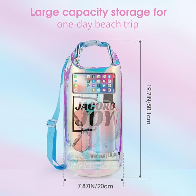 10L Dry Bag Iridescent TPU Waterproof Beach Bag - Image 2