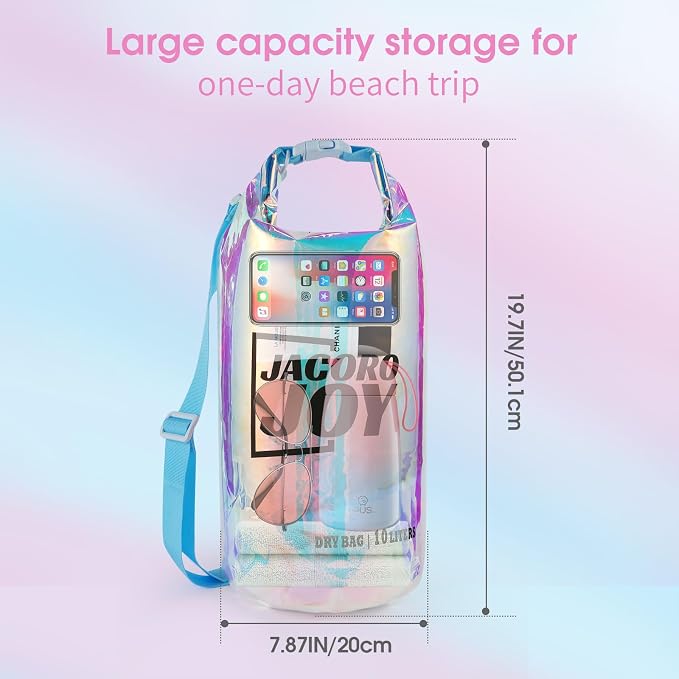 10L Dry Bag Iridescent TPU Waterproof Beach Bag - Image 2