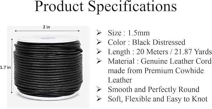 GENIQUE Real/Genuine Round Leather String Cord - Image 3