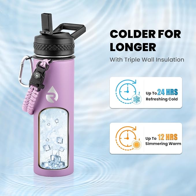 RAYMYLO Insulated Water Bottle 20 oz, Triple Wall Vacuum Stainless Steel - Image 2