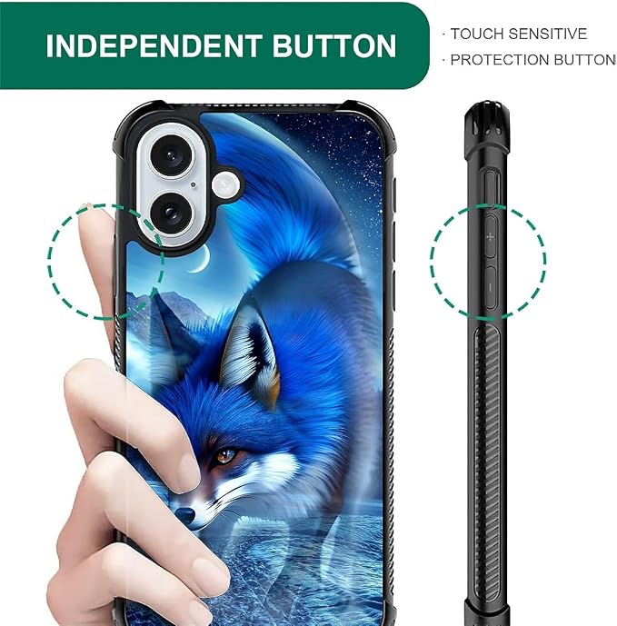 for iPhone 16 Plus Case, Snowy Mountain Fox Lake Pattern Graphic Design Girl - Image 5