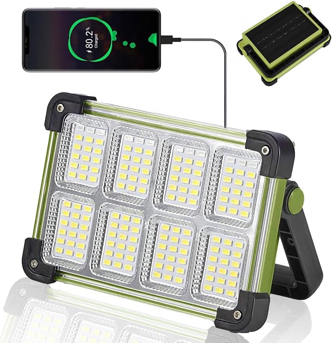 YXQUA 120W Solar Rechargeable Work Light, 144 LED Portable Flood Light by YXQUA