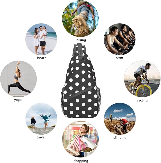 Polka Dot Crossbody Sling Bags for Women Men Abstract White Small Circle Dot on - Image 5