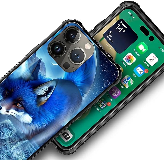 for iPhone 14 Pro Case, Snowy Mountain Fox Lake Pattern Graphic Design Girl Boy - Image 2