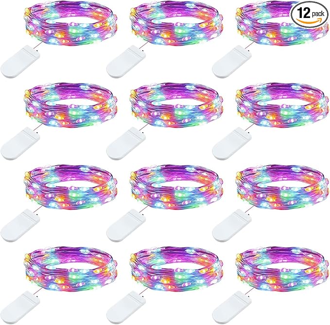 Brightown 12 Pack Multi-Color Fairy Lights Battery Operated - 7ft 20 LED by Brightown
