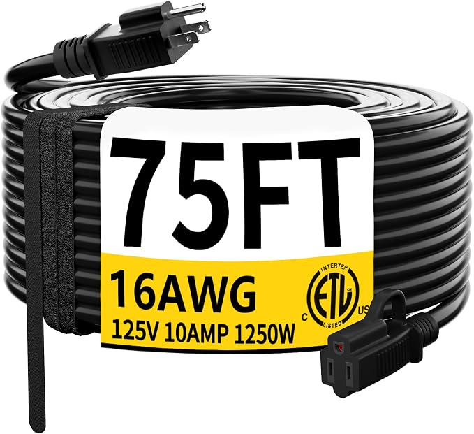 HUANCHAIN Black Outdoor Extension Cord 75 FT Waterproof, Flexible 16/3 Gauge by huanchain