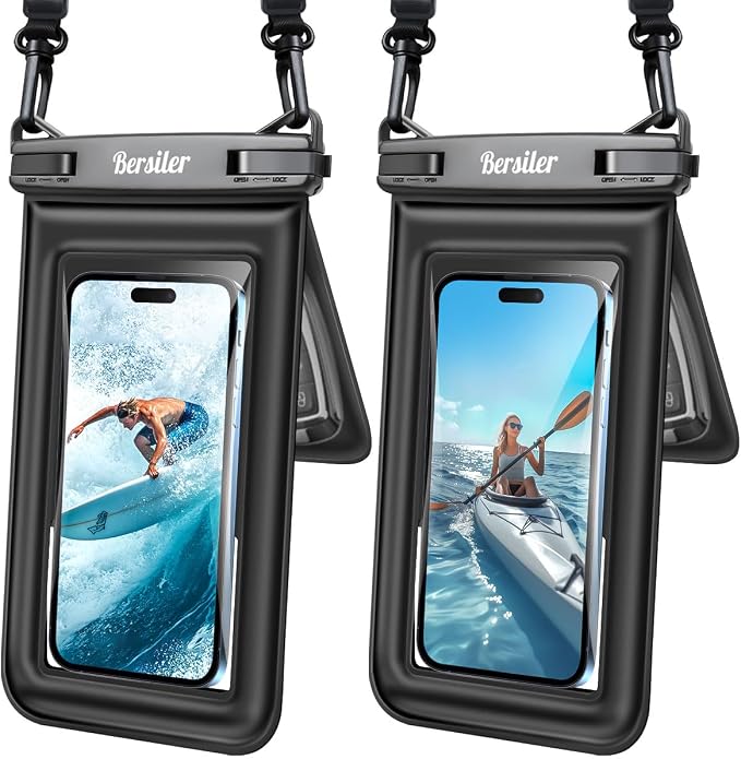 Floating Waterproof Phone Pouch 2 Pack, IPX8 Waterproof Phone Case by BERSILER