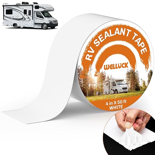 WELLUCK RV Roof Tape Sealant Roofing Tape, 4 Inch X 50 Foot Natural White RV by WELLUCK