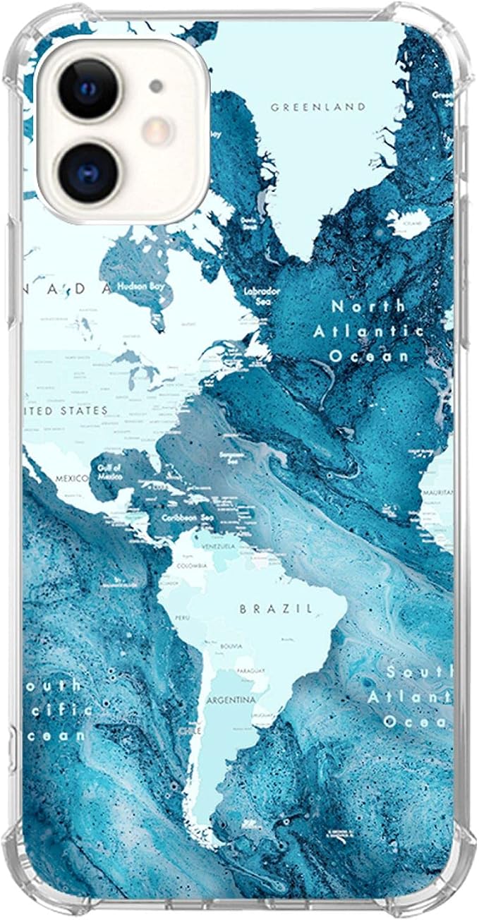 Aesthetic Blue World Map Case for iPhone 11 by Unknown