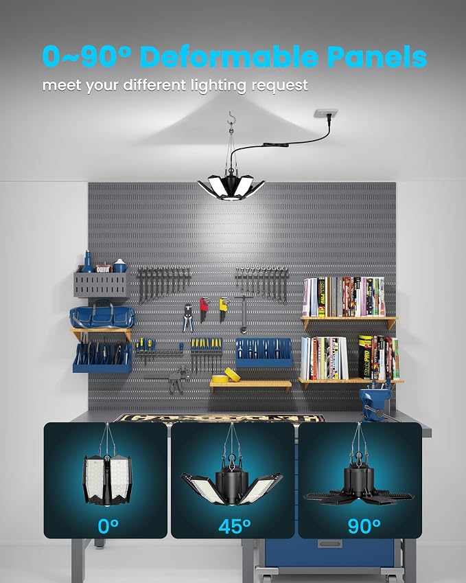 Plug-in Motion Sensor Garage Light 20000LM, Linkable Garage Ceiling Light LED - Image 5