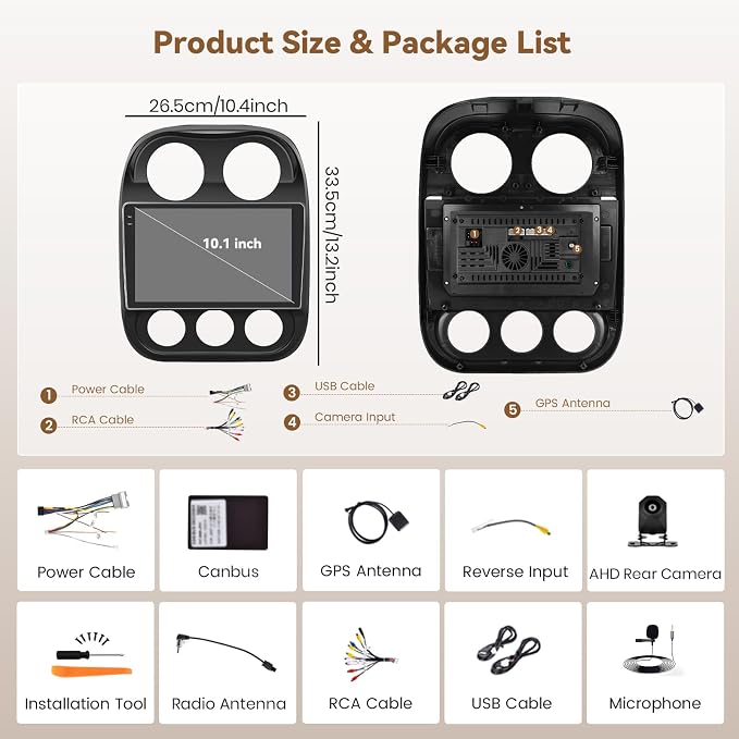 Hikity Android 15 Car Stereo for Jeep Compass Patriot 2010-2016 Wireless - Image 7