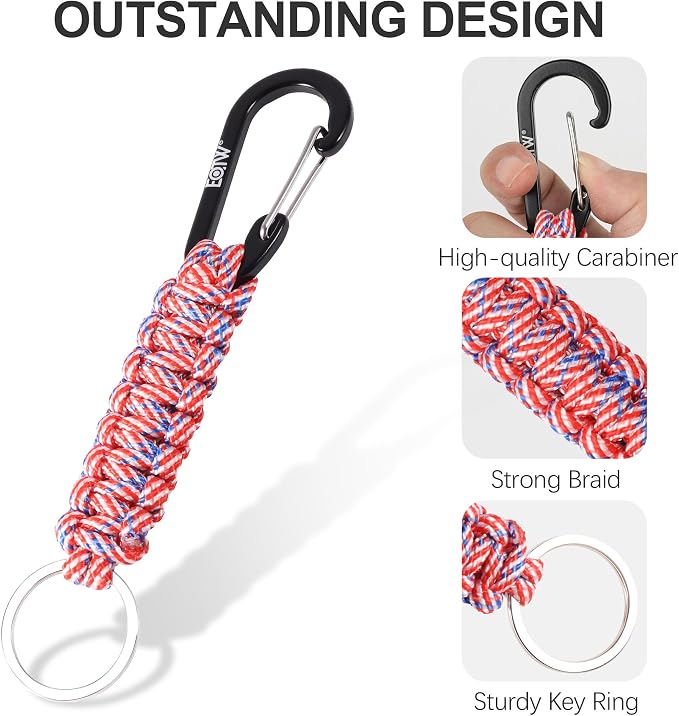 EOTW Paracord Keychain for Men Women Paracord Carabiner Backpack Keychain - Image 3