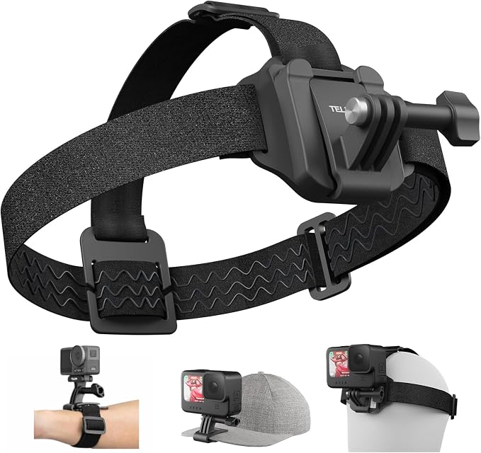 TELESIN Head Strap Mount with Cap Clip, Quick Release Head Belt Mount by telesin
